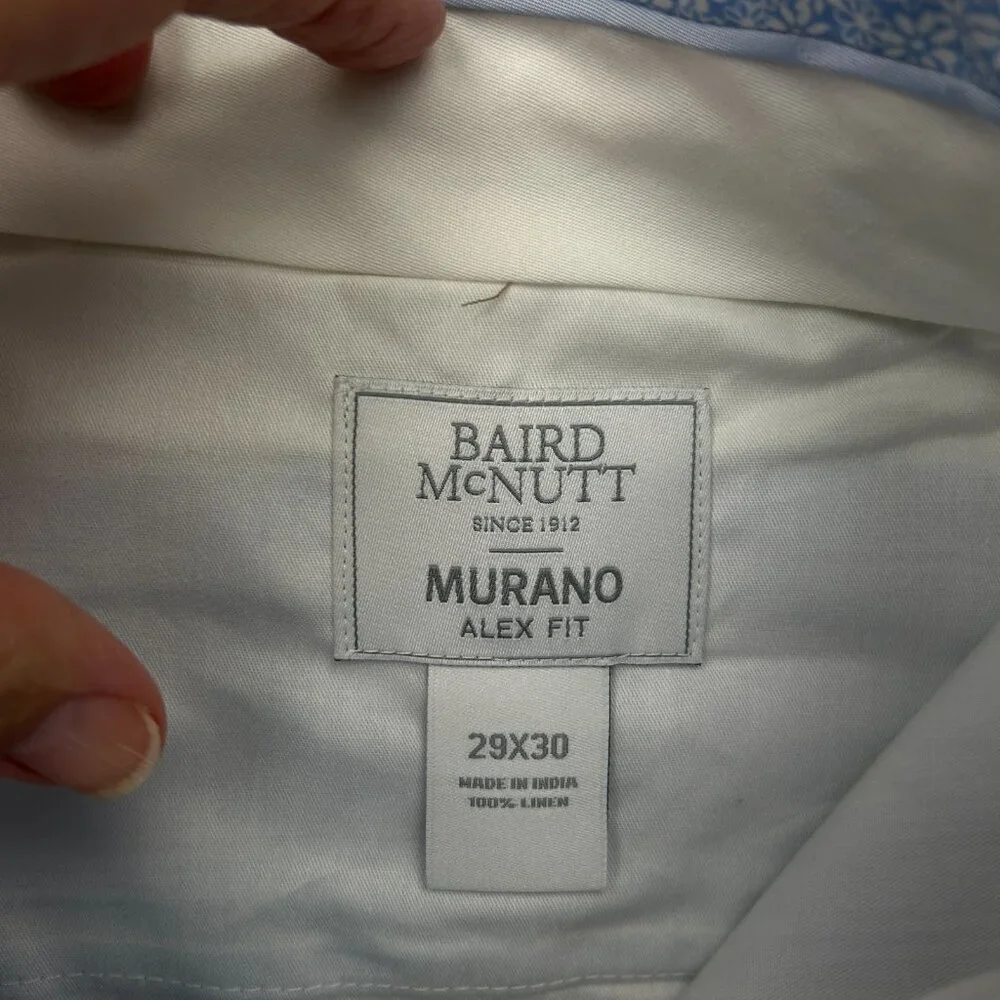 Murano Baird McNutt Alex Slim Fit Linen Pants Men's Size 29 X 30 Light Blue NWT